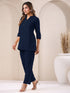 Navy Blue Cotton Solid Straight Pant